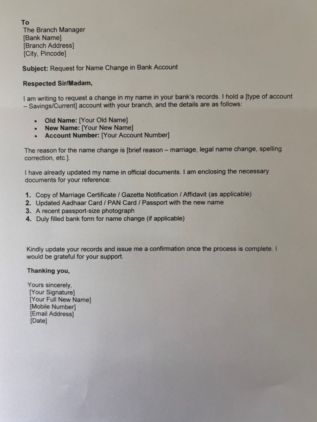 How to Write an Application for a Name Change in a Bank Account