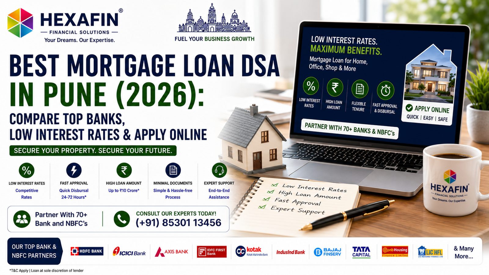 Blog 12 Best Mortgage Loan DSA in Pune helping compare top banks and NBFCs for mortgage loans through Hexafin Loan Consultancy