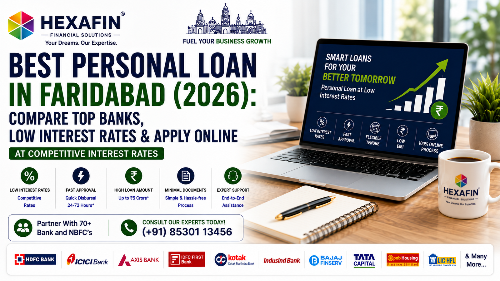 Blog 7 Best Personal Loan in Faridabad compared from top banks and NBFCs with Hexafin