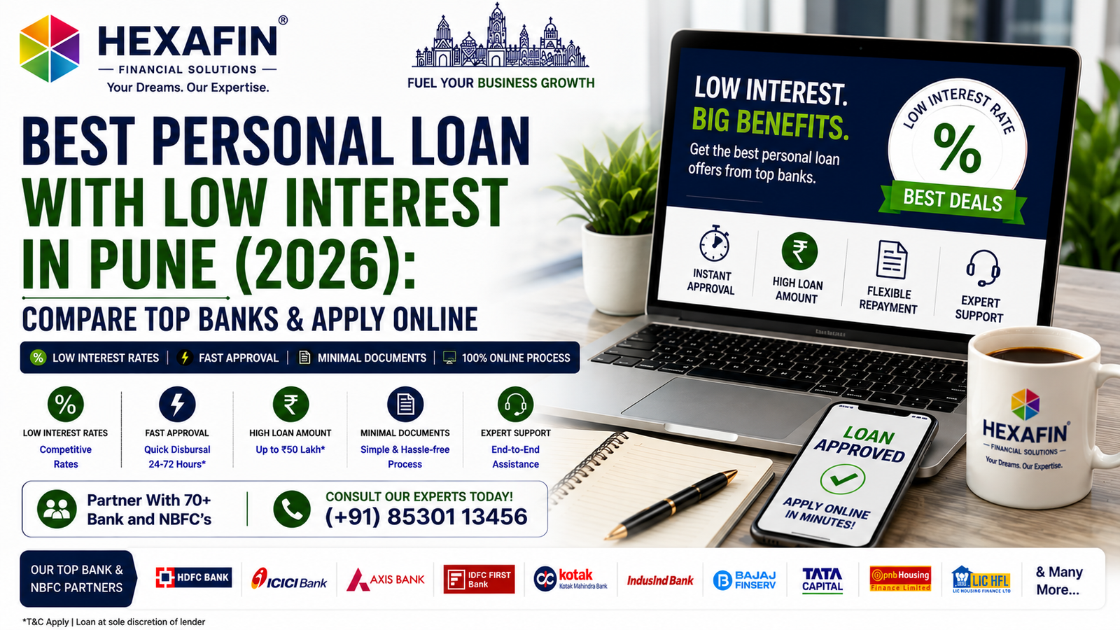 Blog 10 Best Personal Loan with Low Interest in Pune from top banks and NBFCs through Hexafin Loan Consultancy