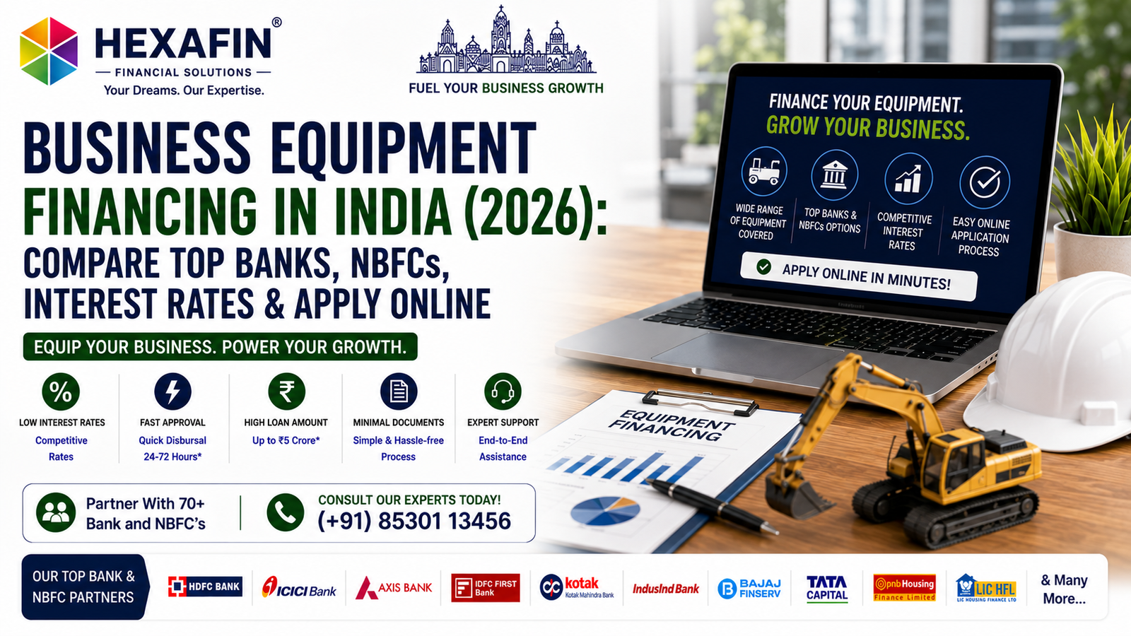 Blog 7 Business Equipment Financing in India with competitive interest rates and expert financing assistance from Hexafin Loan Consultancy
