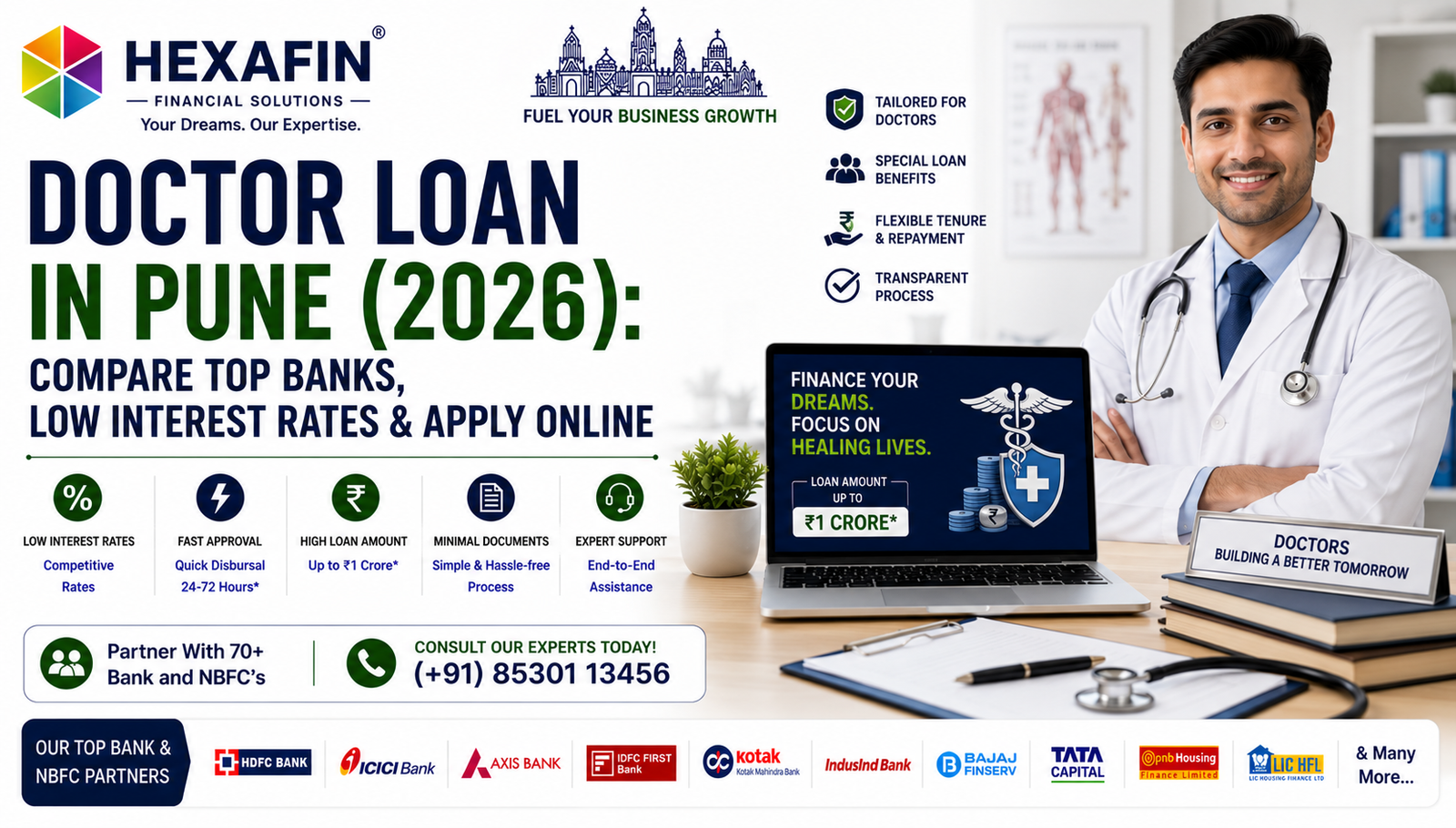Blog 10 Doctor Loan in Pune with low interest rates, flexible repayment options, and expert loan assistance from Hexafin Loan Consultancy