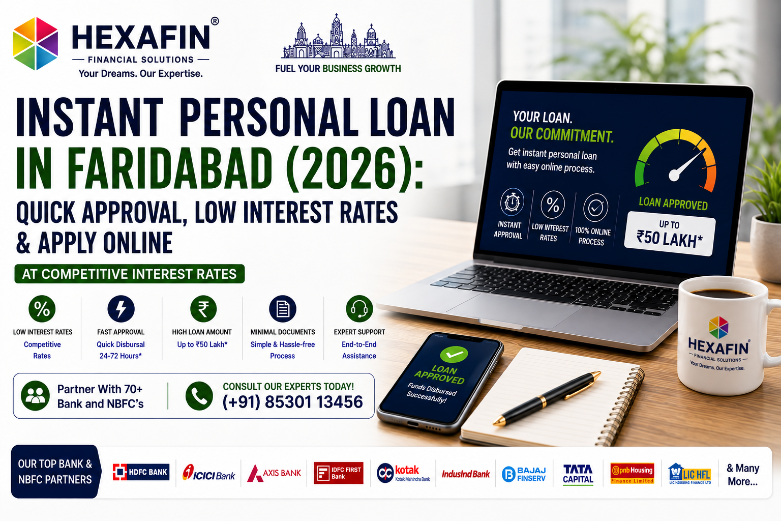 Blog 11 Instant Personal Loan in Faridabad with quick approval from top banks and NBFCs through Hexafin