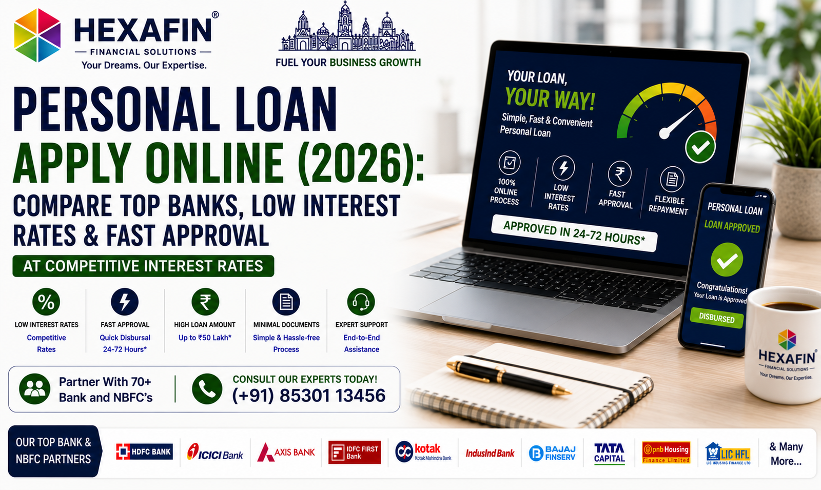 Blog 8 Apply for a Personal Loan online by comparing top banks and NBFCs with expert guidance from Hexafin