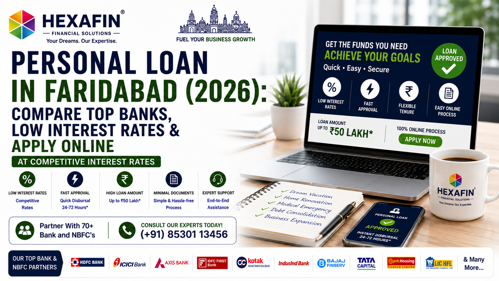 Blog 8 Personal Loan in Faridabad with top banks and NBFCs compared by Hexafin