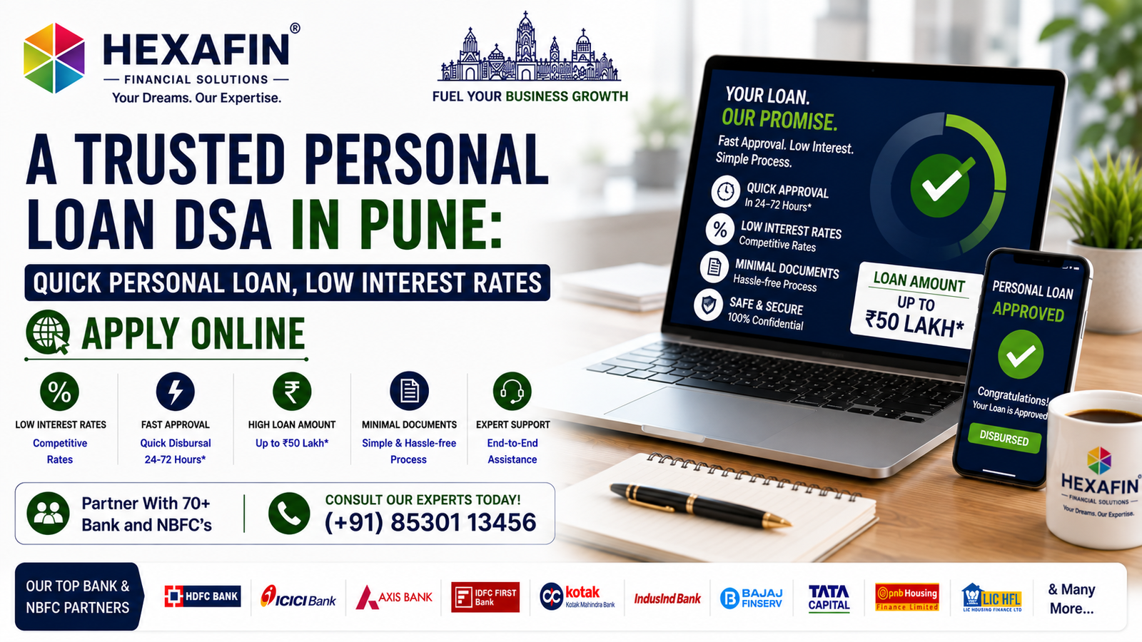 Blog 7 Trusted Personal Loan DSA in Pune helping borrowers compare top banks and NBFCs through Hexafin